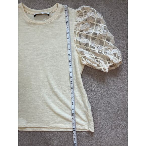 English Factory Womens Cream Puff Sleeve Rosette Blouse Size Small Coquette - Picture 5 of 6